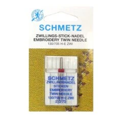 Aguja Máquina Coser Gemela 75, Embrodery. 2mm Separación