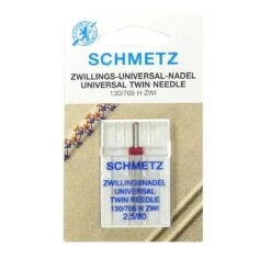 Aguja Máquina Coser Gemela 80, Talón Plano. 2,5mm Separación