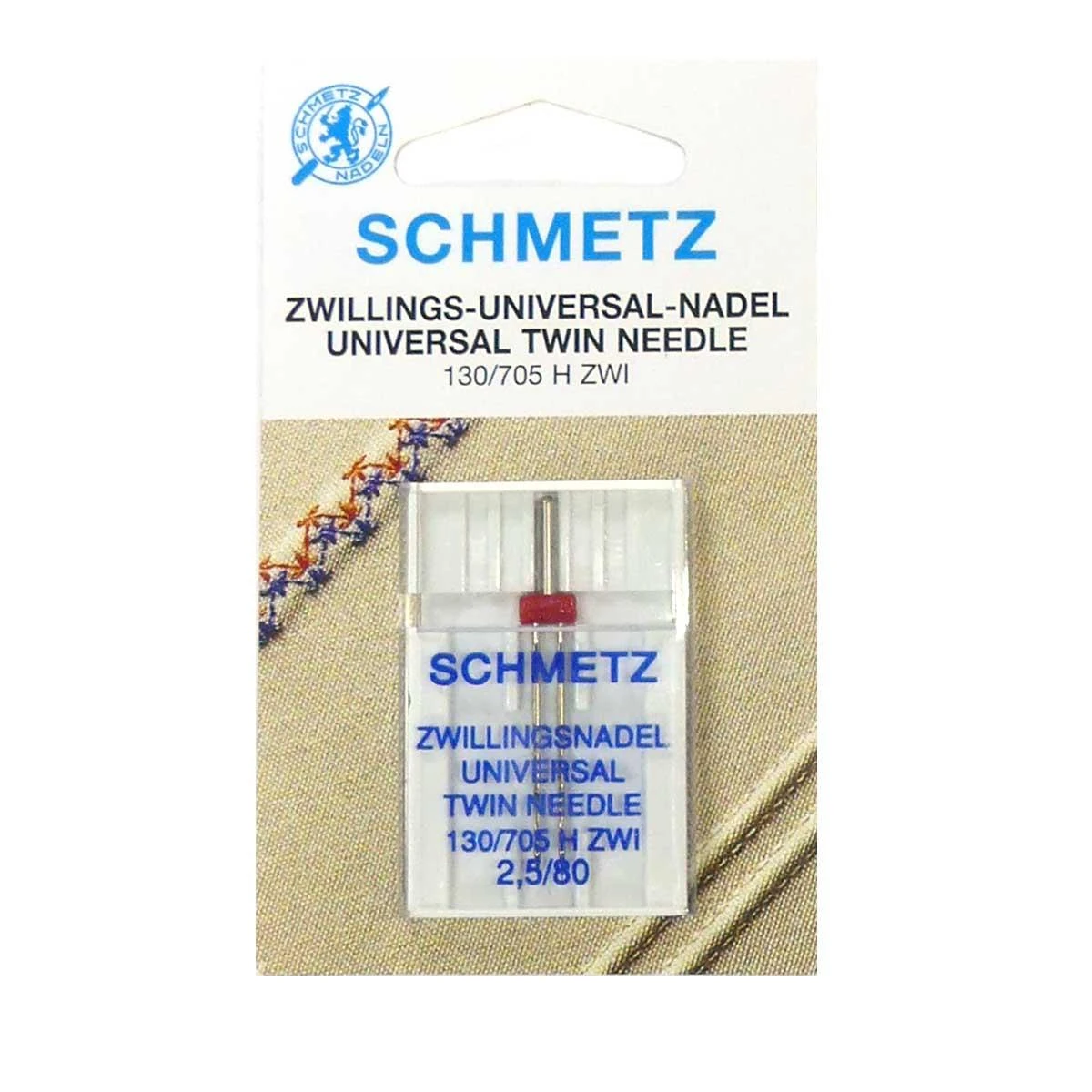 Aguja Máquina Coser Gemela 80, Talón Plano. 2,5mm Separación 3 Aguja Máquina Coser Gemela 80, Talón Plano. 2,5mm Separación