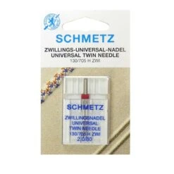 Aguja Máquina Coser Gemela 80, Talón Plano. 2mm Separación