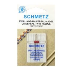 Aguja Máquina Coser Gemela 80, Talón Plano. 4mm Separación