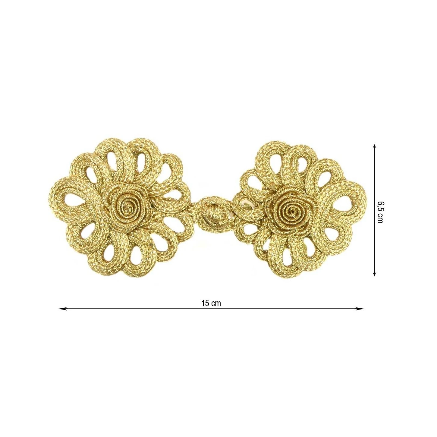Alamar De Pasamanería Flor Gigante Dorado 15x6,5cm 3 Alamar De Pasamanería Flor Gigante Dorado 15x6,5cm