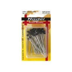 Alfileres Con Cabeza De Vidrio Negra 49mm. 50 Unidades