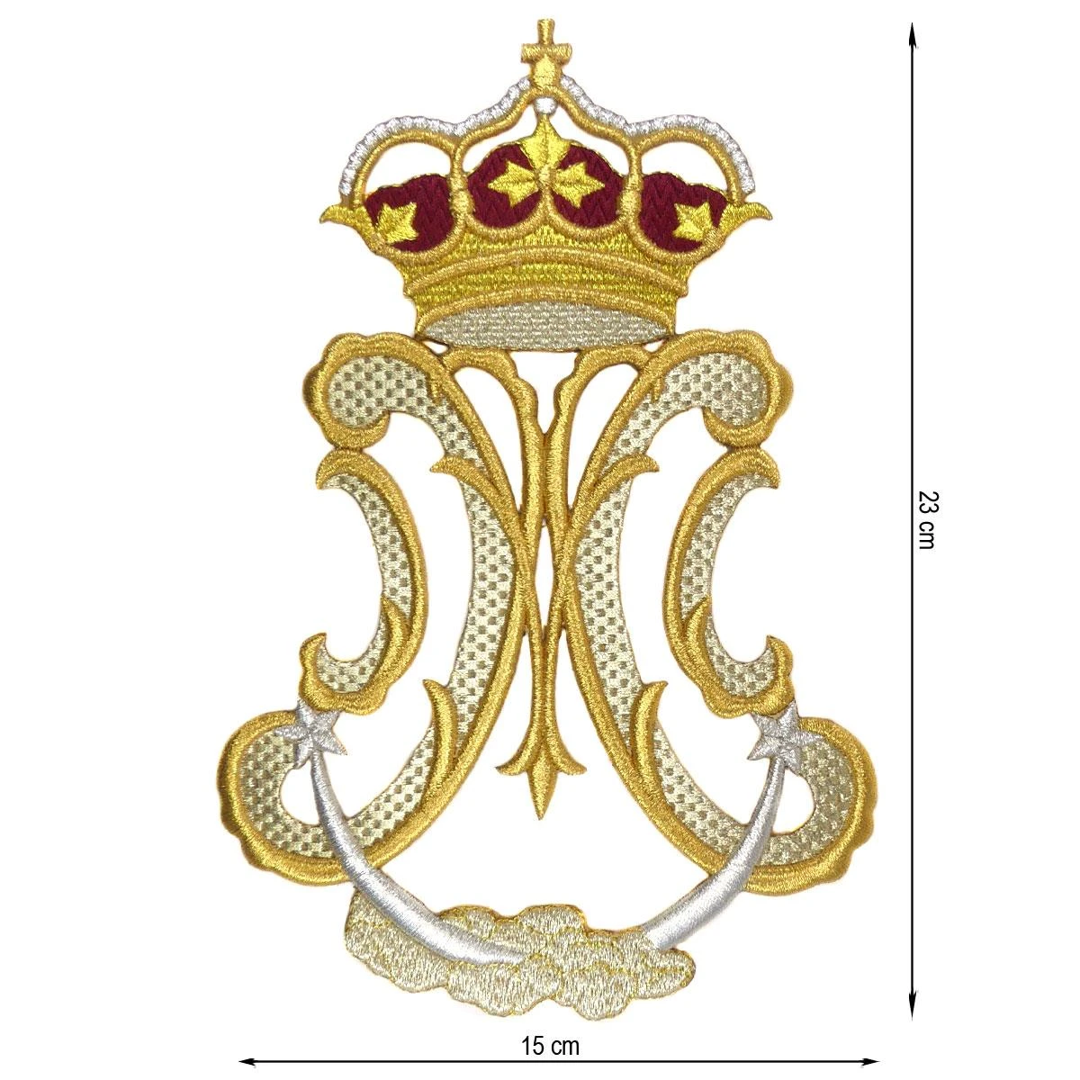 Aplicación Bordada Ave María, Corona Y Luna 3 Aplicación Bordada Ave María, Corona Y Luna