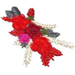 Aplicación Bordada Con Cintas 13x19cm. Pareja Flores