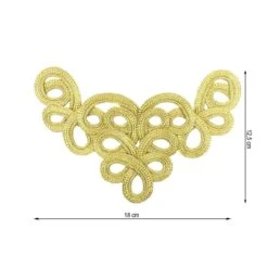 Aplicación Bordada De Esquina En Dorado. 18cm X 12,5cm