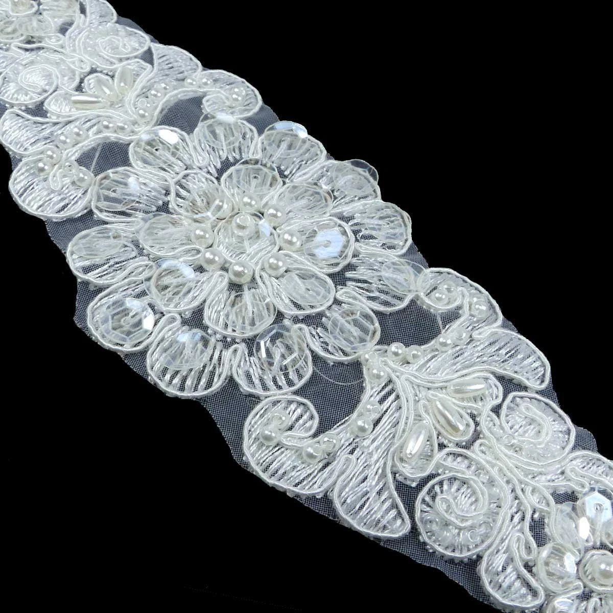 Aplicación Bordada En Blanco Roto 25x5,5cm 4 Aplicación Bordada En Blanco Roto 25x5,5cm - Imagen 2