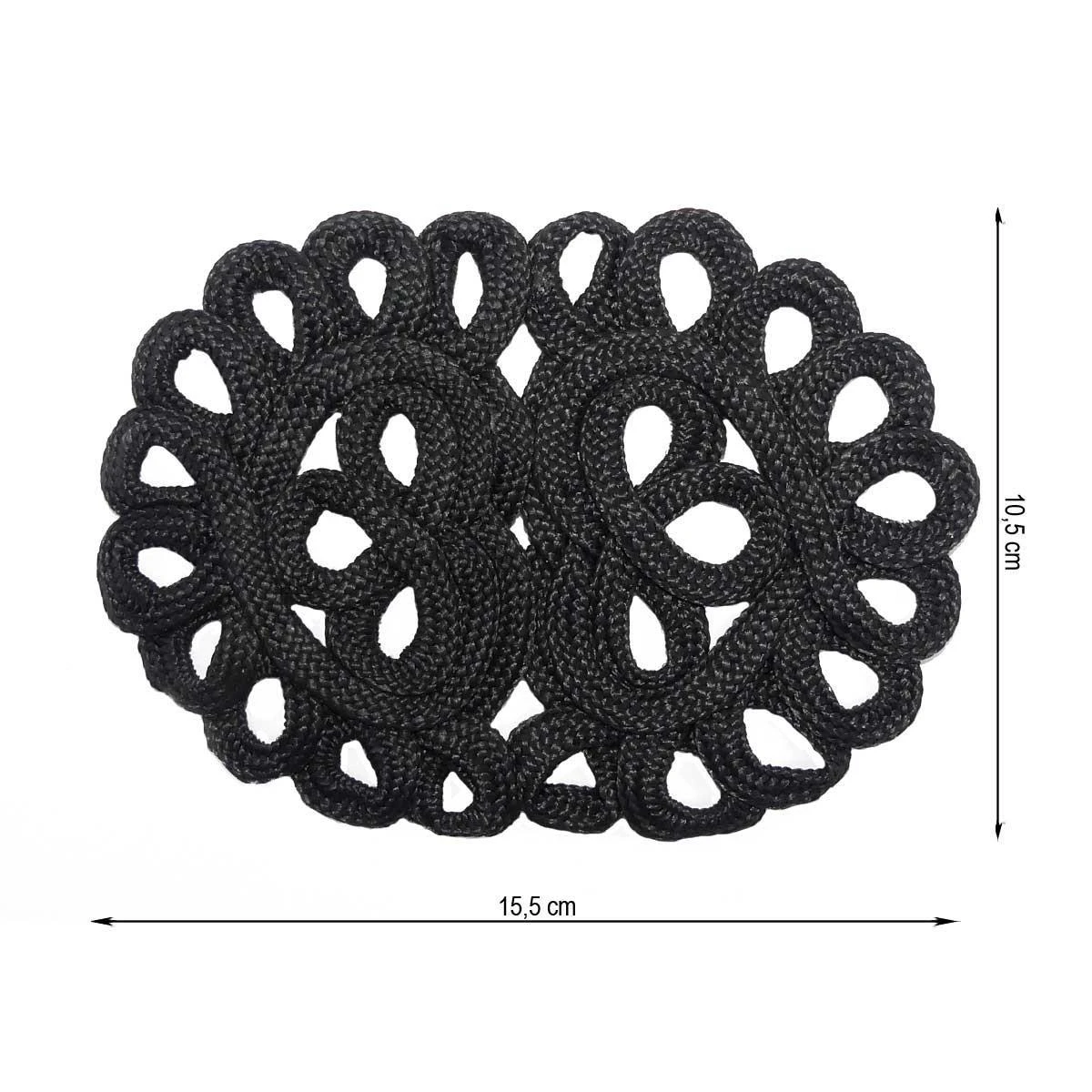 Aplicación Bordada En Negro. 15,5cm X 10,5cm 3 Aplicación Bordada En Negro. 15,5cm X 10,5cm