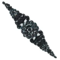 Aplicación Bordada En Negro Con Perlas Y Lentejuela