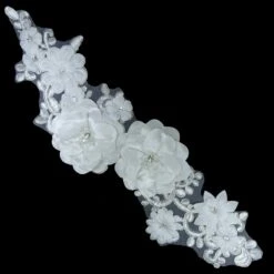 Aplicación Bordada Flor Con Strass 34x10cm. Varios Colores