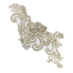 Aplicación Bordada Flor Dorada Con Strass 25x12cm