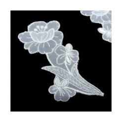 Aplicación Bordada Floral En Blanco 5x11cm. Pareja -Merceria Botton aplicacion bordada floral en blanco 5x11cm pareja 1