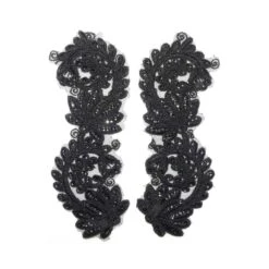 Aplicación Bordada Con Lentejuelas Pareja Flores. Varios Colores