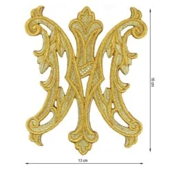 Aplicación Bordada Para Coser Ave María 13x16cm. Oro