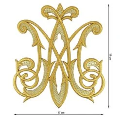 Aplicación Bordada Para Coser Ave María 17x19cm. Oro