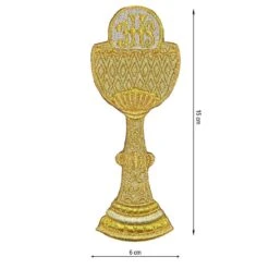 Aplicación Bordada Para Coser Cáliz 6x15cm. Oro