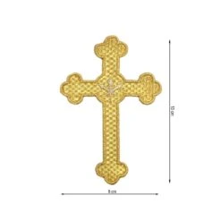 Aplicación Bordada Para Coser Cruz Con Clavos 8x13cm. Oro