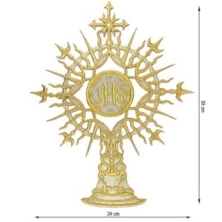 Aplicación Bordada Para Coser Custodia 24x30cm. Oro