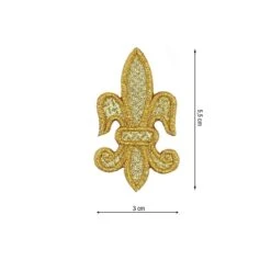 Aplicación Bordada Para Coser Flor De Lis 3x5,5cm. Oro