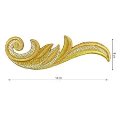 Aplicación Bordada Para Coser Gancho Dorado 16x6cm. Derecha