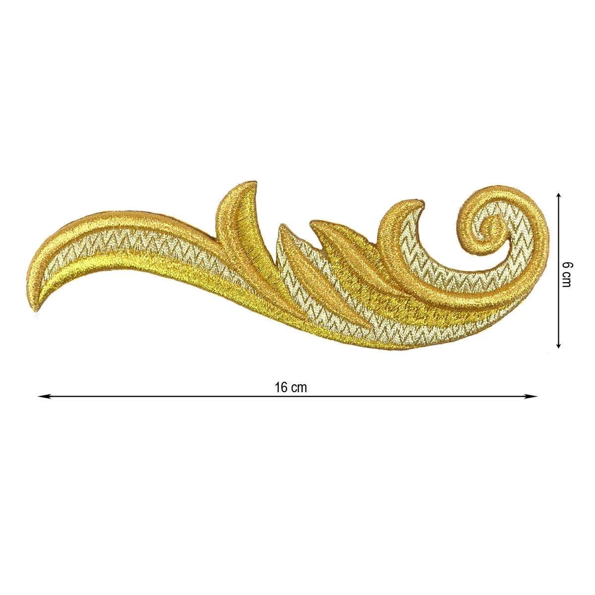 Aplicación Bordada Para Coser Gancho Dorado 16x6cm. Izquierda 3 Aplicación Bordada Para Coser Gancho Dorado 16x6cm. Izquierda