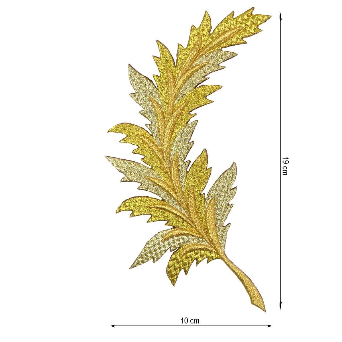 Aplicación Bordada Para Coser Hoja Palma 10x19cm. Izquierda 3 Aplicación Bordada Para Coser Hoja Palma 10x19cm. Izquierda