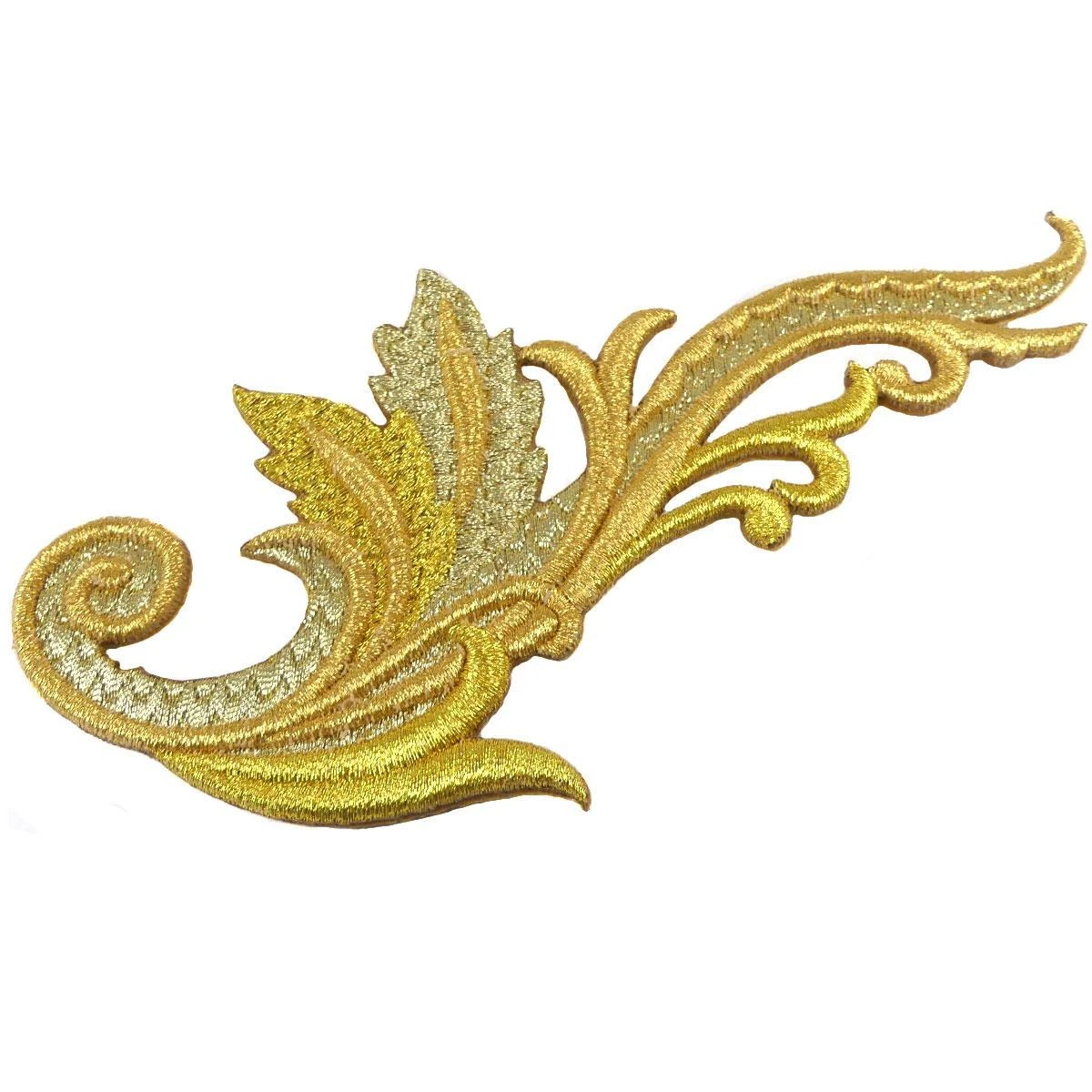 Aplicación Bordada Para Coser Hojas Dorado 16,5x8cm. Derecha 4 Aplicación Bordada Para Coser Hojas Dorado 16,5x8cm. Derecha - Imagen 2