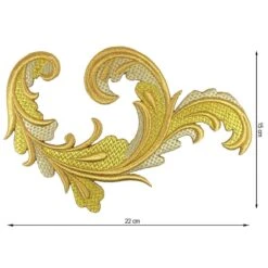 Aplicación Bordada Para Coser Orla Gancho 22x15cm. Derecha