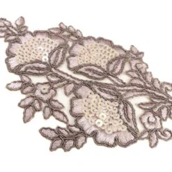 Aplicación Bordada Pareja Flores Lentejuela. Maquillaje -Merceria Botton aplicacion bordada pareja flores lentejuela varios colores 1