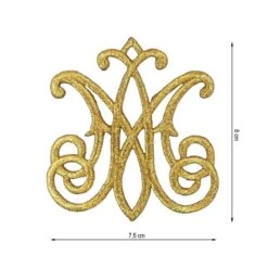 Aplicación Bordada Termo Ave María 7,5x8cm. Oro