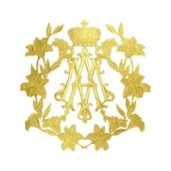 Aplicación Bordada Termo Ave María, Corona Y Orla Floral