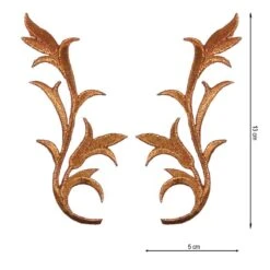 Aplicación Bordada Termo Cobre Ramas. Pareja De 5x13cm