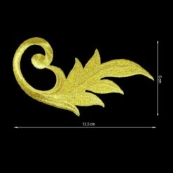 Aplicación Bordada Termo Dorada 12,5x6cm. Hoja Curva