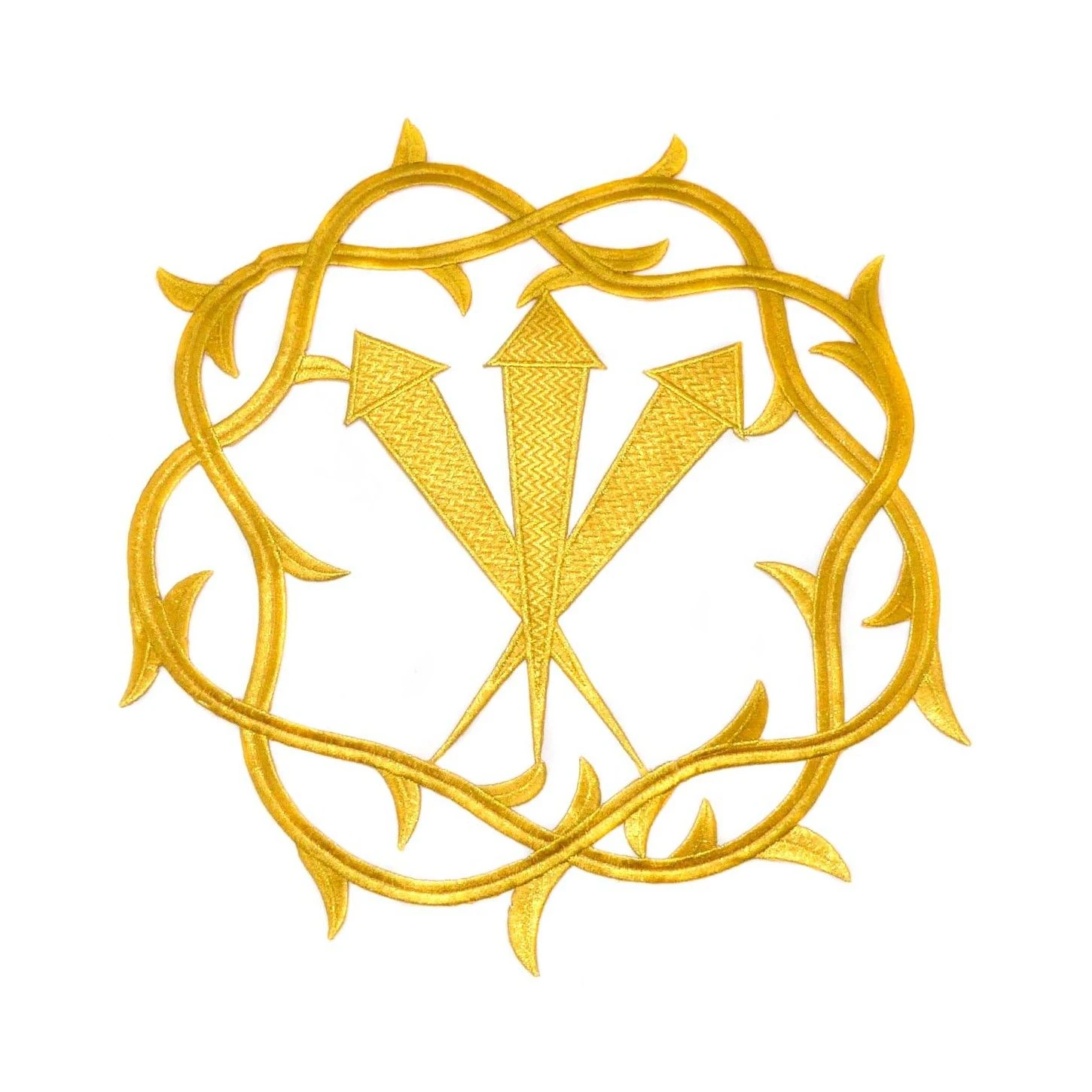 Aplicación Bordada Termo Gigante Dorada. Corona Espinas Y Clavos 3 Aplicación Bordada Termo Gigante Dorada. Corona Espinas Y Clavos