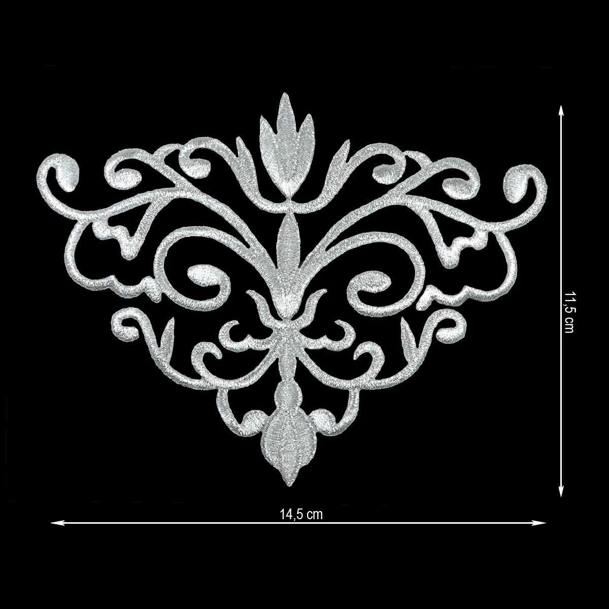 Aplicación Bordada Termoadhesiva 14,5x11,5cm. Plata Y Oro 3 Aplicación Bordada Termoadhesiva 14,5x11,5cm. Plata Y Oro