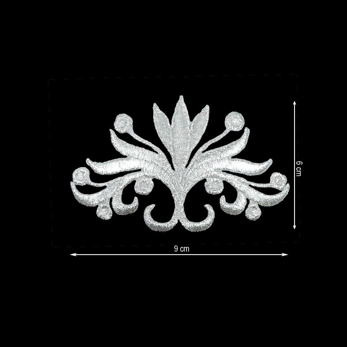 Aplicación Bordada Termo Flor Lis Grande. Plata Y Oro 3 Aplicación Bordada Termo Flor Lis Grande. Plata Y Oro