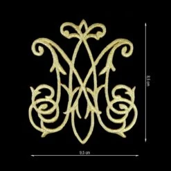 Aplicación Bordada Termoadhesiva Ave María 9,5x8,5cm. Oro