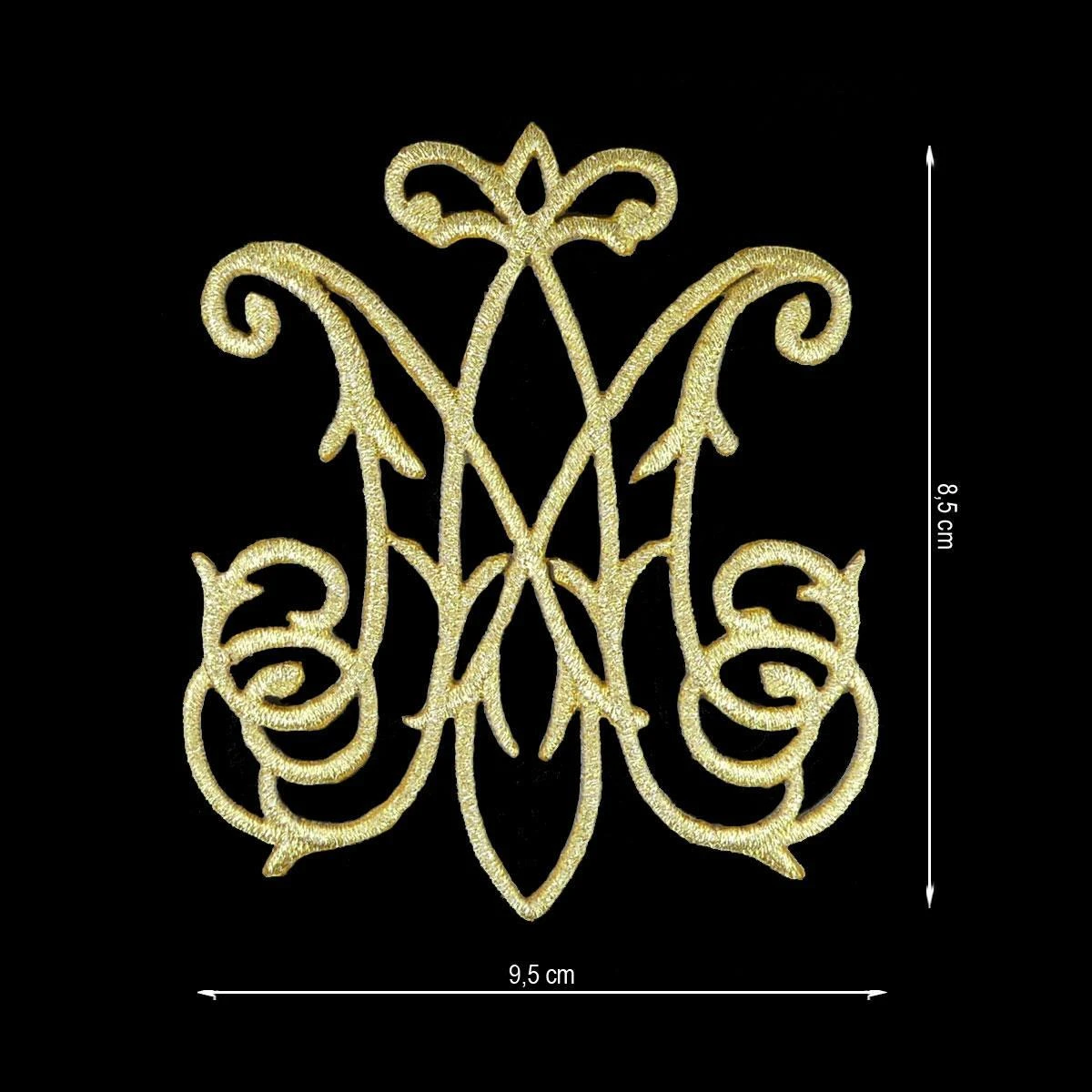Aplicación Bordada Termoadhesiva Ave María 9,5x8,5cm. Oro 3 Aplicación Bordada Termoadhesiva Ave María 9,5x8,5cm. Oro
