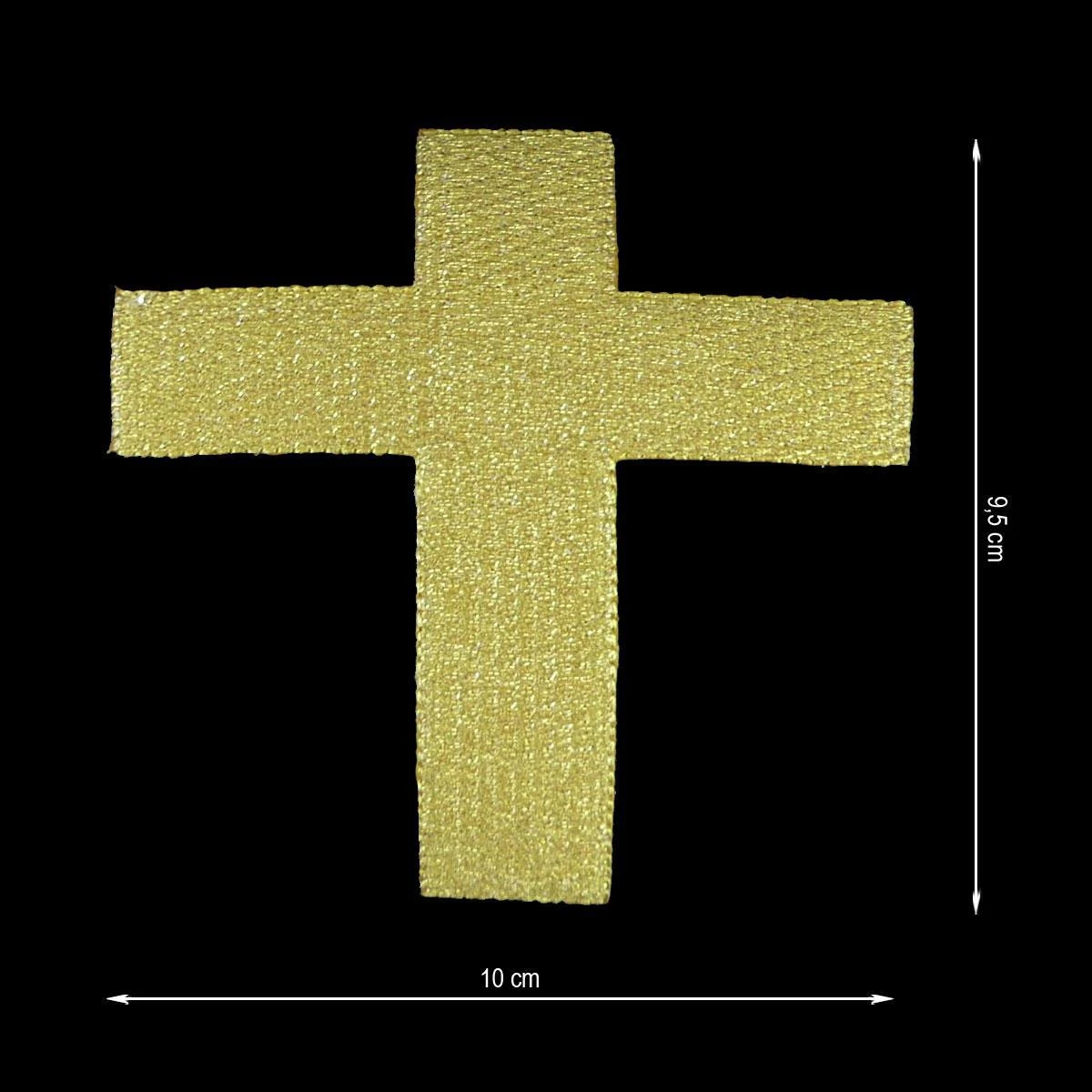 Aplicación Bordada Termoadhesiva Dorada 10x9,5cm. Cruz 3 Aplicación Bordada Termoadhesiva Dorada 10x9,5cm. Cruz
