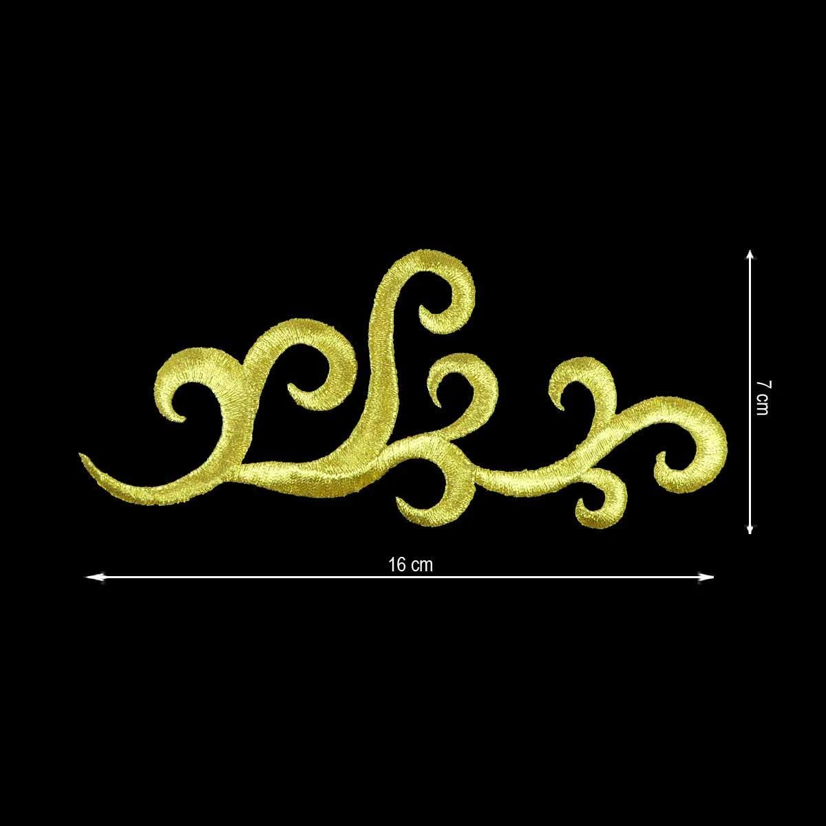 Aplicación Bordada Termoadhesiva Dorada. 16x7cm 3 Aplicación Bordada Termoadhesiva Dorada. 16x7cm