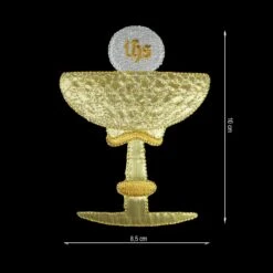 Aplicación Bordada Termoadhesiva Dorada 8,5x10cm. Cáliz