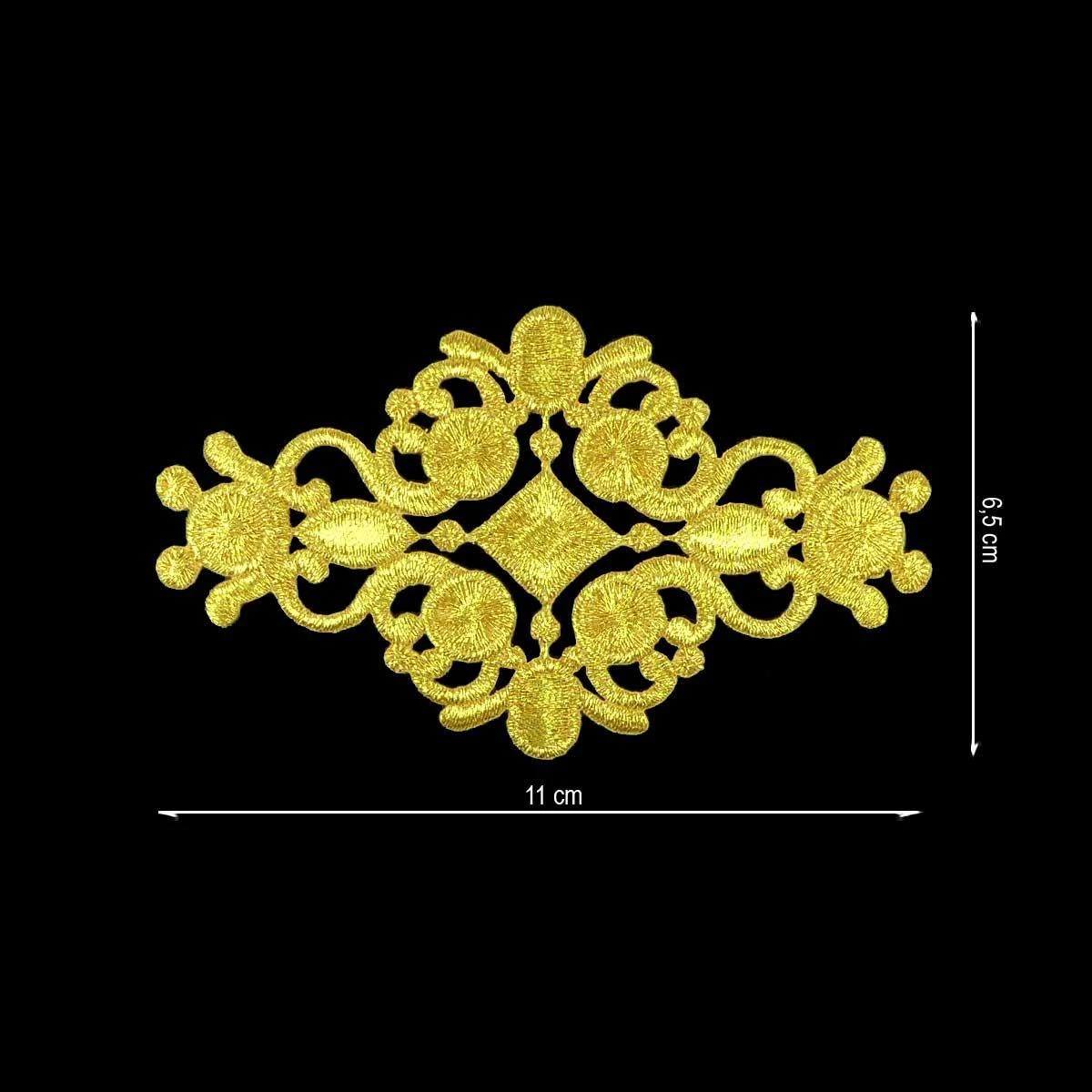 Aplicación Bordada Termoadhesiva Dorada Filigrana. 110x65mm 3 Aplicación Bordada Termoadhesiva Dorada Filigrana. 110x65mm
