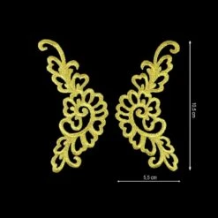 Aplicación Bordada Termoadhesiva Dorada. Pareja De 5,5x10,5cm