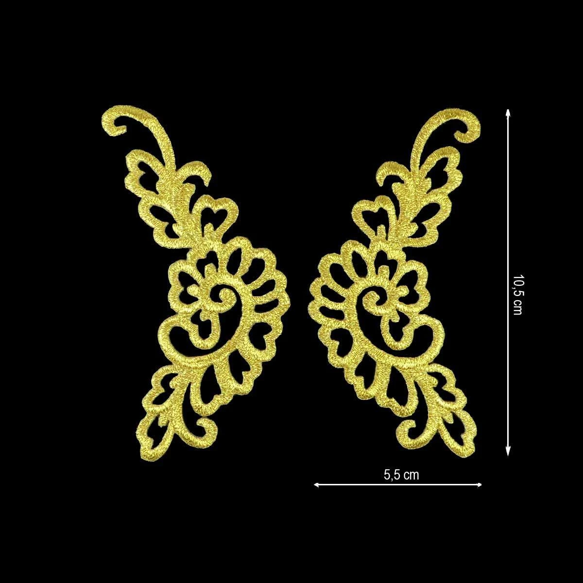 Aplicación Bordada Termoadhesiva Dorada. Pareja De 5,5x10,5cm 3 Aplicación Bordada Termoadhesiva Dorada. Pareja De 5,5x10,5cm