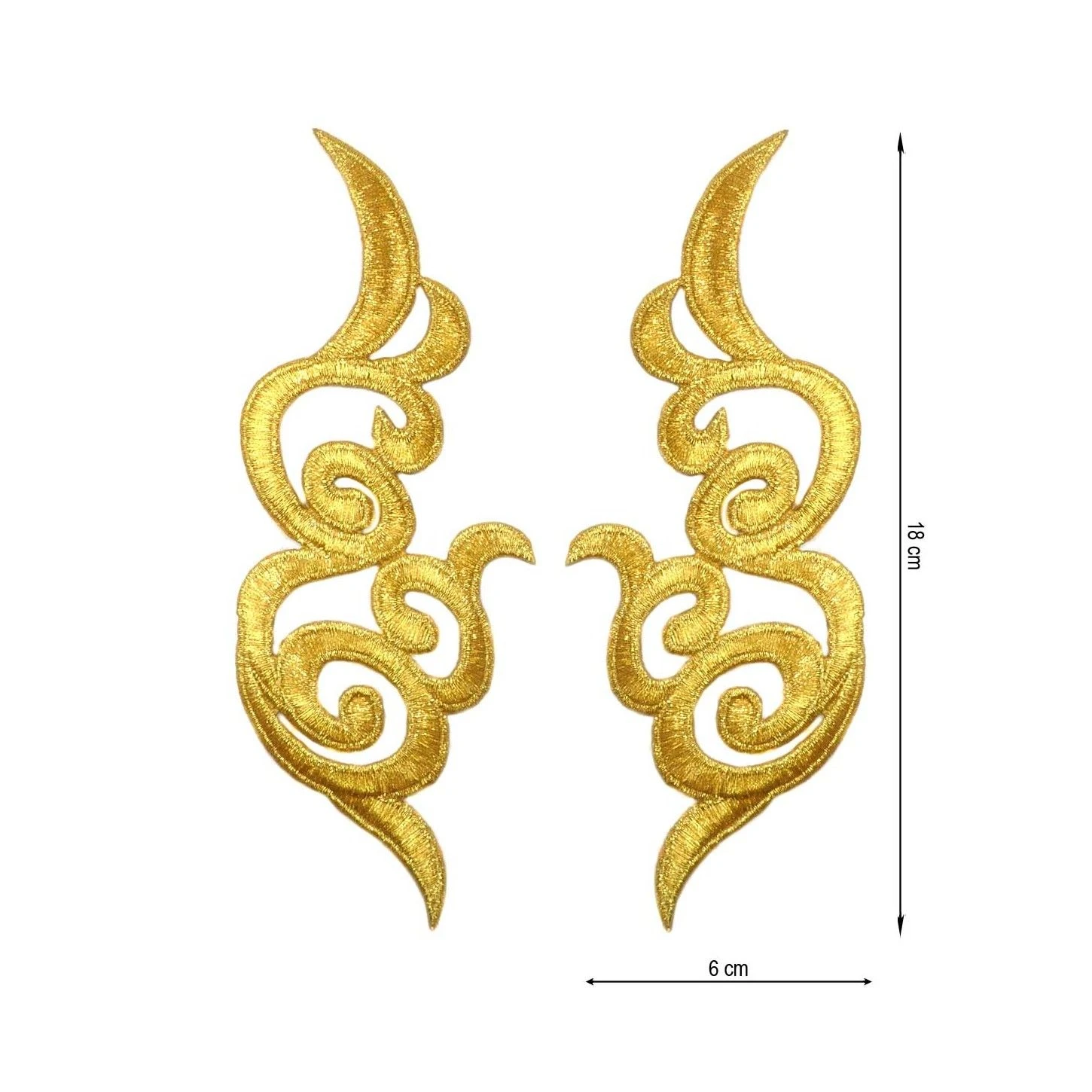 Aplicación Bordada Termoadhesiva Dorada. Pareja De 6x18cm 3 Aplicación Bordada Termoadhesiva Dorada. Pareja De 6x18cm