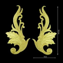 Aplicación Bordada Termoadhesiva Dorada. Pareja De 8x16,5cm