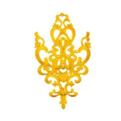 Aplicación Bordada Termoadhesiva Ornamental Grande. Oro Y Plata