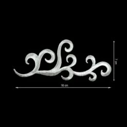 Aplicación Bordada Termoadhesiva Plateada Filigrana. 16x7cm