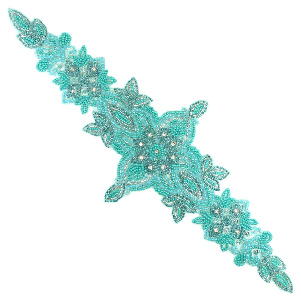 Aplicación De Rocalla Y Strass 37,5x13,5cm. Agua Marina 3 Aplicación De Rocalla Y Strass 37,5x13,5cm. Agua Marina