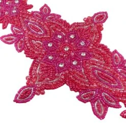 Aplicación De Rocalla Y Strass 38x14cm. Rojo -Merceria Botton aplicacion de rocalla y strass 38x14cm rojo 1